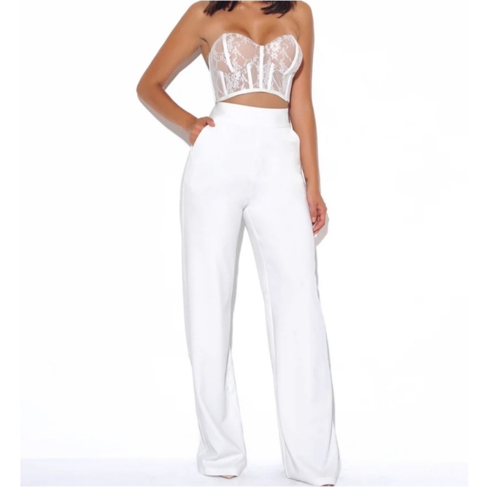 Chic White Wide Leg Pant- Great quality material